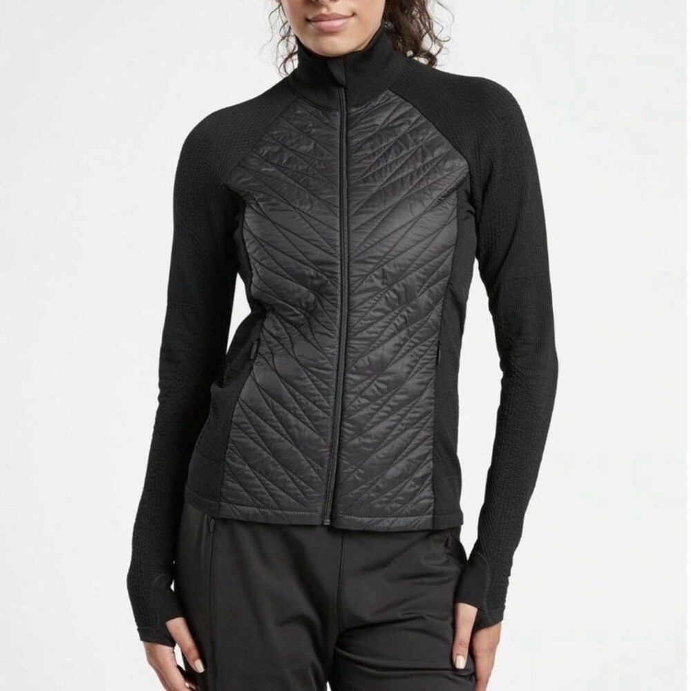 Athleta Flurry Force Insulated Primaloft II Quilted Jacket Zip Coat Black Small
